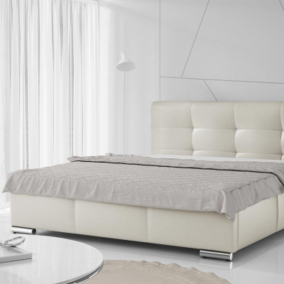 Čalouněná manželská postel 160x200 YADRA - béžová ekokůže