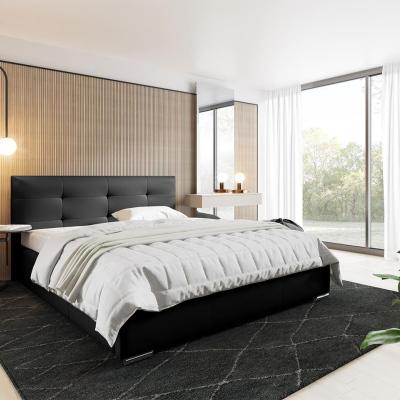 Čalouněná manželská postel 160x200 YADRA - černá ekokůže