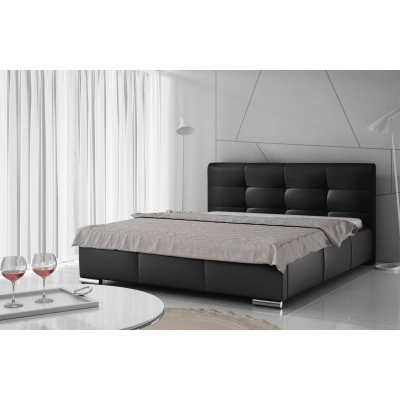 Čalouněná manželská postel 160x200 YADRA - černá ekokůže