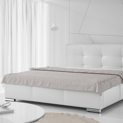 Čalouněná manželská postel 140x200 YADRA - bílá ekokůže