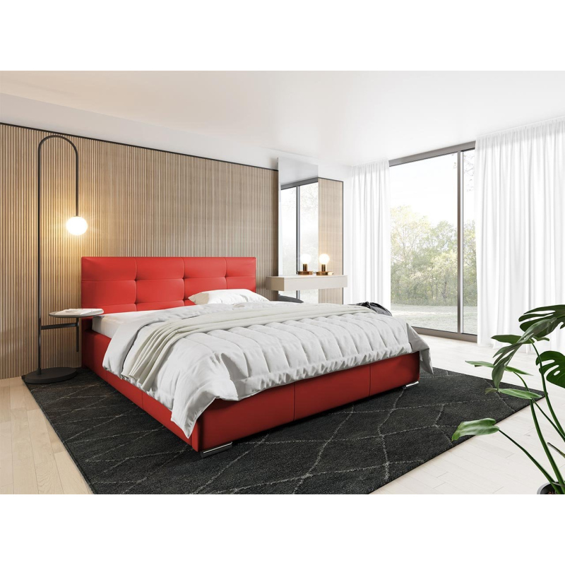 Čalouněná manželská postel 140x200 YADRA - červená ekokůže