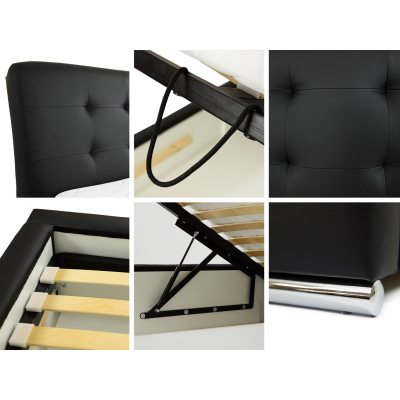 Čalouněná manželská postel 180x200 XEVERA - černá ekokůže