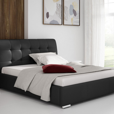 Čalouněná manželská postel 160x200 XEVERA - černá ekokůže