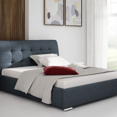 Čalouněná manželská postel 140x200 XEVERA - modrá