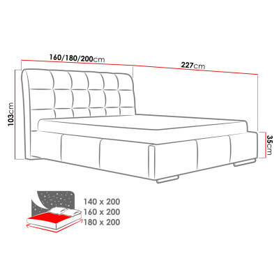 Čalouněná manželská postel 140x200 XEVERA - bílá ekokůže