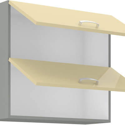 Horní výklopná skříňka ULLERIKE - šířka 80 cm, krémová / šedá