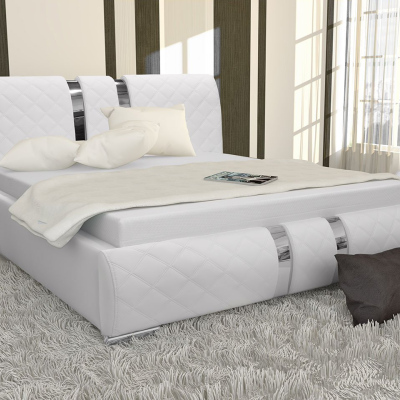 Čalouněná manželská postel 160x200 ZOILA - bílá ekokůže