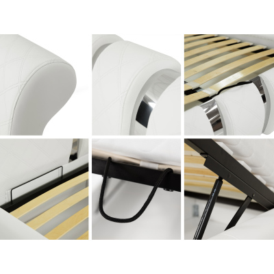 Čalouněná manželská postel 180x200 ZOILA - bílá ekokůže