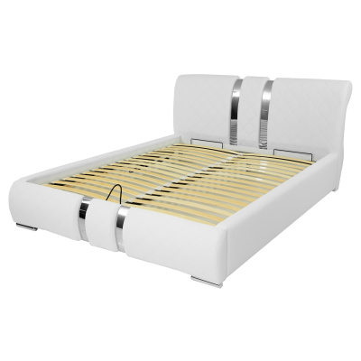 Čalouněná manželská postel 140x200 ZOILA - bílá ekokůže
