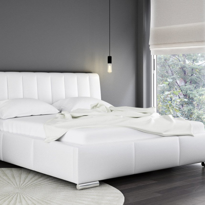 Čalouněná manželská postel 180x200 ZULMA - bílá ekokůže