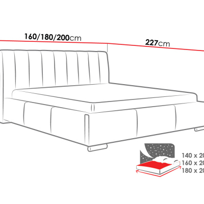 Čalouněná manželská postel 180x200 ZULMA - bílá ekokůže
