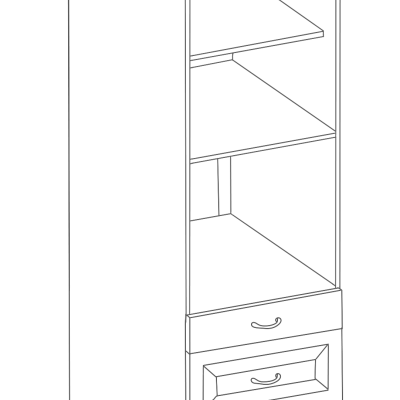 Vysoká skříň se šuplíky na vestavnou troubu ULLERIKE - šířka 60 cm, krémová / šedá