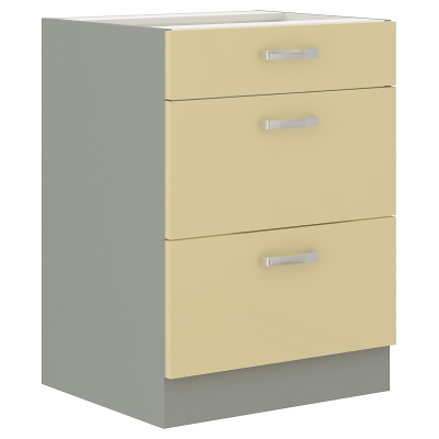 Šuplíková skříňka ULLERIKE - šířka 60 cm, krémová / šedá