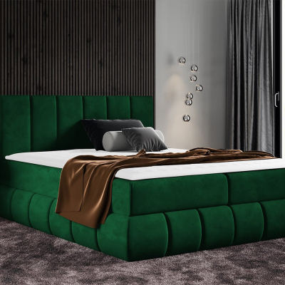 Boxspringová dvojlůžková postel 140x200 VERDA - zelená + topper ZDARMA