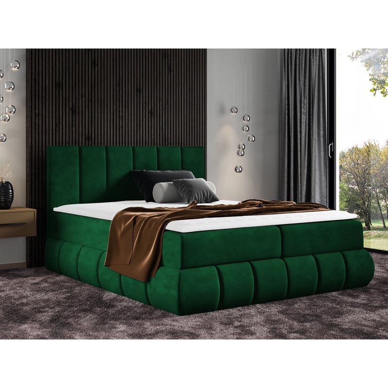 Boxspringová jednolůžková postel 120x200 VERDA - zelená + topper ZDARMA