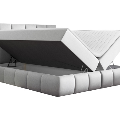 Boxspringová dvojlůžková postel 200x200 VERDA - šedá + topper ZDARMA