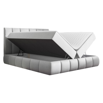 Boxspringová dvojlůžková postel 180x200 VERDA - šedá + topper ZDARMA