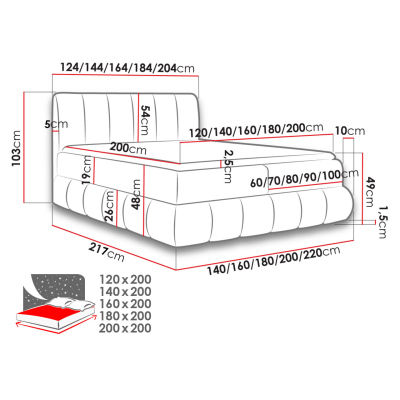 Boxspringová jednolůžková postel 120x200 VERDA - šedá + topper ZDARMA