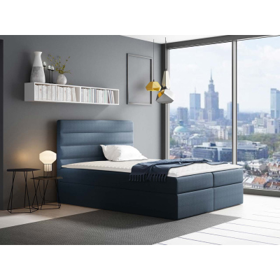 Hotelová dvoulůžková postel 200x200 TIBBY - modrá + topper ZDARMA