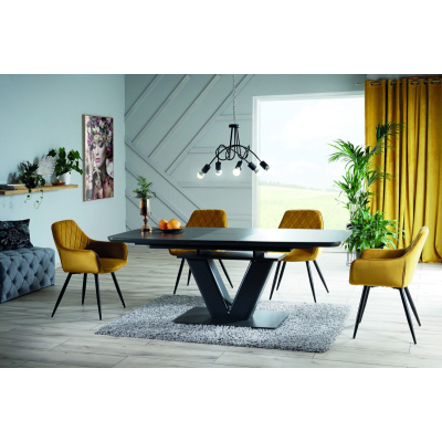 Čalouněná jídelní židle OLYMPIA - černá / modrá