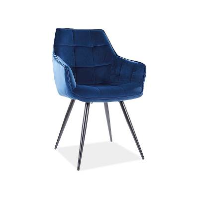Čalouněná jídelní židle ORNELA - modrá / černá