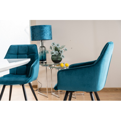 Čalouněná jídelní židle ORNELA - modrá / černá