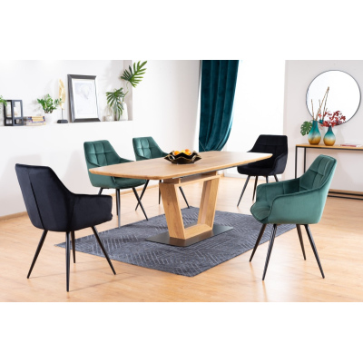 Čalouněná jídelní židle ORNELA - zelená / černá