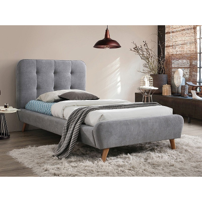Čalouněná jednolůžková postel ANAVA - 90x200 cm, šedá