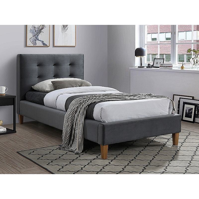 Čalouněná jednolůžková postel AMEL - 90x200 cm, šedá 2
