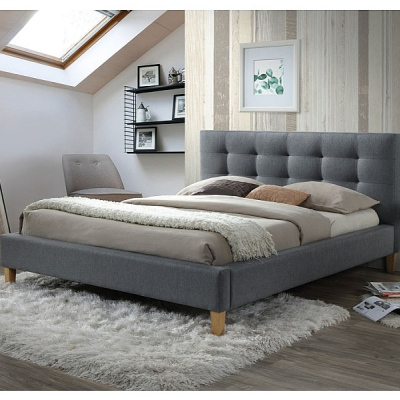 Čalouněná manželská postel AMEL - 180x200 cm, šedá