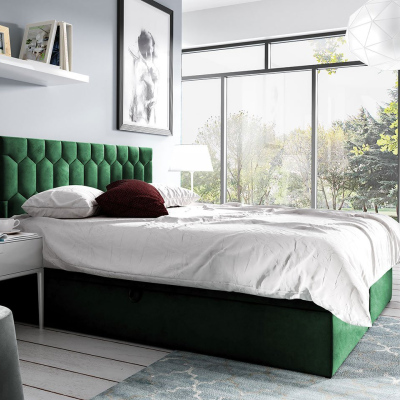 Kontinentální dvoulůžková postel 160x200 TOMASA 6 - zelená + topper ZDARMA