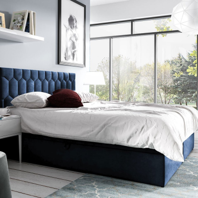 Kontinentální dvoulůžková postel 160x200 TOMASA 6 - modrá + topper ZDARMA