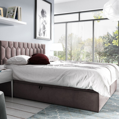 Kontinentální dvoulůžková postel 140x200 TOMASA 6 - tmavá růžová + topper ZDARMA