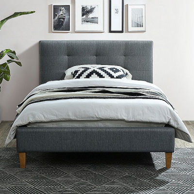 Čalouněná jednolůžková postel AMEL - 120x200 cm, šedá