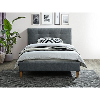 Čalouněná jednolůžková postel AMEL - 120x200 cm, šedá