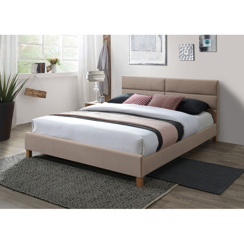 Čalouněná manželská postel ALMONA - 160x200 cm, béžová