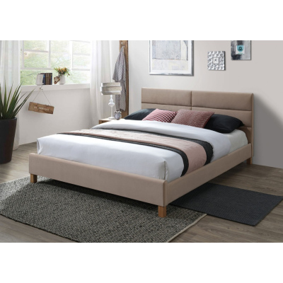 Čalouněná manželská postel ALMONA - 160x200 cm, béžová