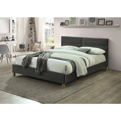 Čalouněná manželská postel ALMONA - 160x200 cm, šedá