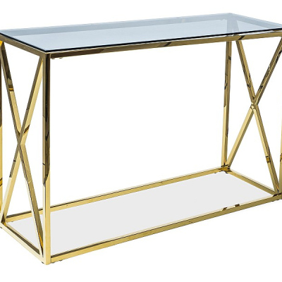 Konzolový stolek LAZARUS - sklo / zlatý