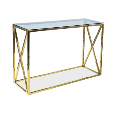 Malý konzolový stolek LAZARUS - sklo / zlatý