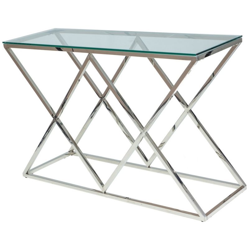 Konzolový stolek HAMZA - transparentní / stříbrný