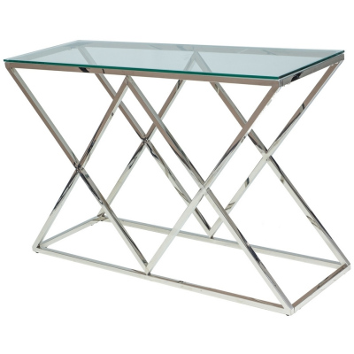 Konzolový stolek HAMZA - transparentní / stříbrný