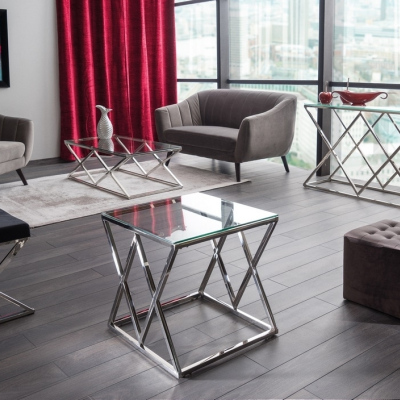 Konzolový stolek HAMZA - transparentní / stříbrný