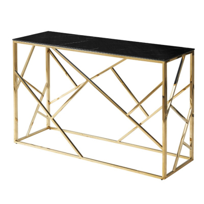 Designový konzolový stolek PIM 2 - černý mramor / zlatý