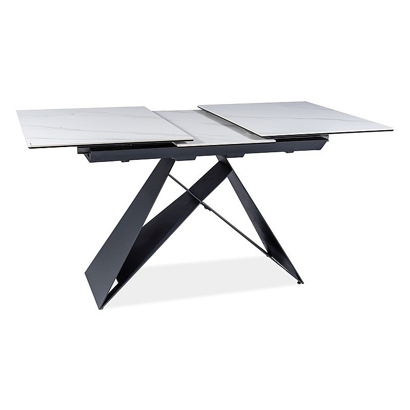 Rozkládací jídelní stůl VIDOR 2 - 120x80, bílý mramor / černý