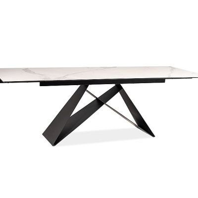 Rozkládací jídelní stůl VIDOR 2 - 160x90, bílý mramor / černý