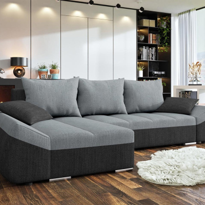 Rohová rozkládací sedačka QUITA - světlá šedá / šedá