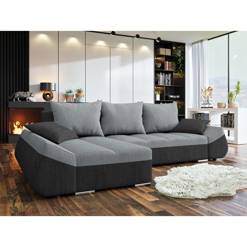 Rohová rozkládací sedačka QUITA - světlá šedá / šedá