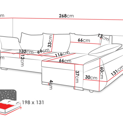 Rohová rozkládací sedačka QUITA - světlá šedá / šedá