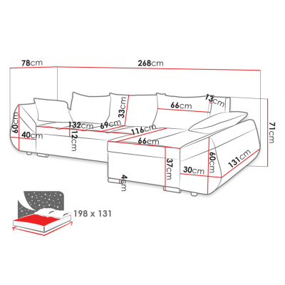 Rohová rozkládací sedačka QUITA - světlá šedá / šedá